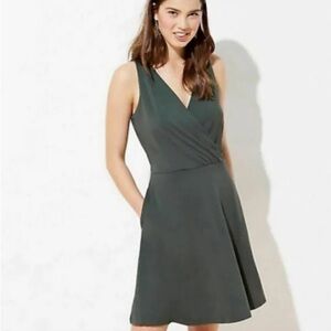 Loft | Sleeveless Fit and Flare Olive Green Dress